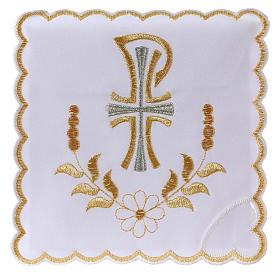 Altar linen daisy flower letter P with cross, cotton