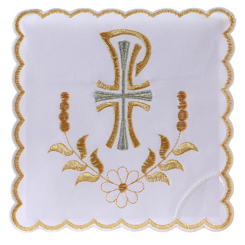 Church altar linen daisy flower letter P with cross, cotton 1
