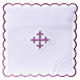 Set linge autel coton croix baroque broderie violet s1