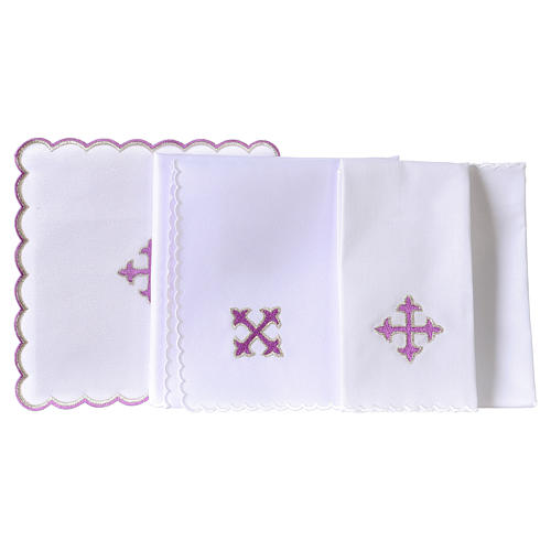 Church linen baroque cross purple embroidery, cotton 3