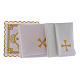 Set linge autel coton croix décors brodés dorés s2