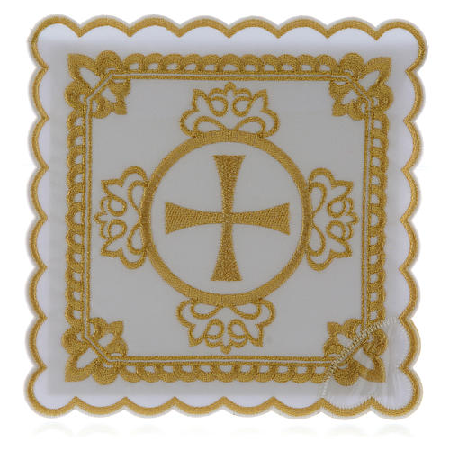 Conjunto de alfaia para altar algodão cruz decorações bordadas douradas 1