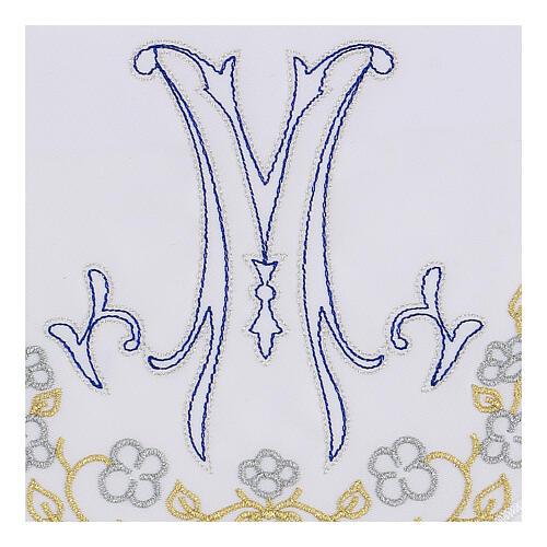 Altar linen blue embroidery Marian symbol, cotton 2