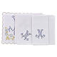 Altar linen blue embroidery Marian symbol, cotton s3