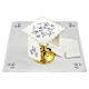 Altar linen Marian symbol grey & blue with flowers, cotton s1