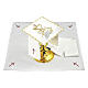 Altar linen white grapes leaves and golden chalices, cotton s2