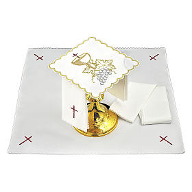 Bielizna kielichowa i welony: Bielizna kielichowa bawełna winogron biały liść kielich złote