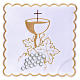 Mass linen white grapes leaves and golden chalices, cotton s1