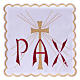 Altar linen red PAX and golden cross with rays, cotton s1