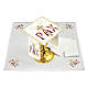 Altar linen red PAX and golden cross with rays, cotton s2