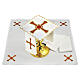 Set linge autel coton croix rouge or avec rayures s1