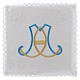Altar linen Holy Mary initials light blue and gold s1