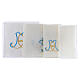 Altar linen Holy Mary initials light blue and gold s2