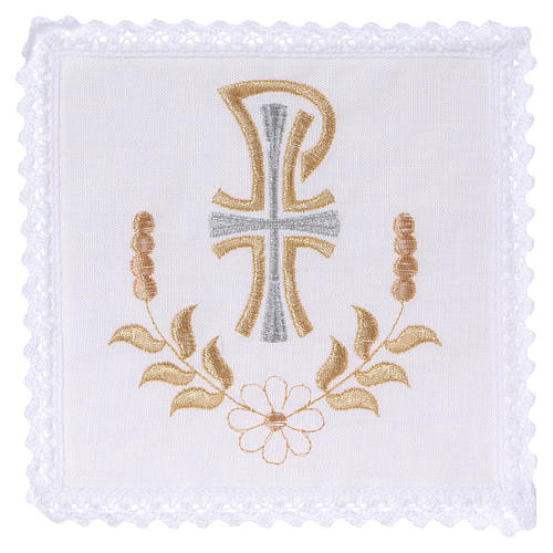 Altar linen daisy flower letter P with cross 1