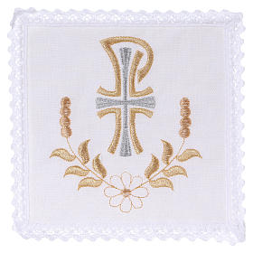 Servizio da altare lino fiore margherita lettera P con croce