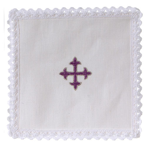 Servicio de altar hilo cruz barroca bordado violeta 1