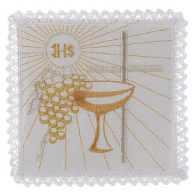 Conjuntos de Altar: Juego de altar lino cáliz uvas dorados cruz blanca