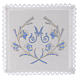 Linge pour autel lin M marial gris bleu clair avec fleurs s1