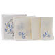 Linge pour autel lin M marial gris bleu clair avec fleurs s2