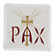 Servizio da altare lino scritta PAX rossa e croce dorata con raggi s1