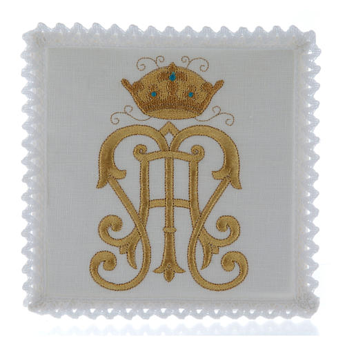 Bielizna kielichowa len symbol JHS złoty z koroną 1