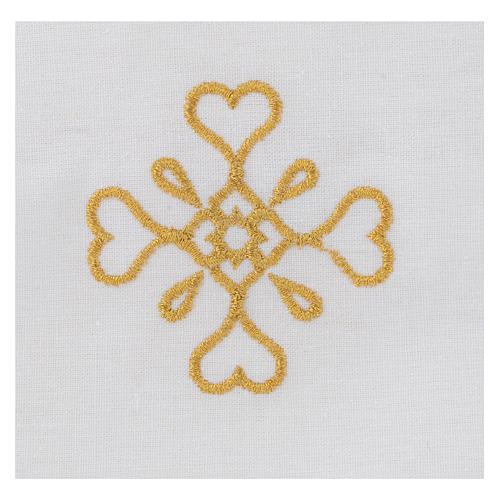 White amice in pure cotton with gold cross embroidery 2