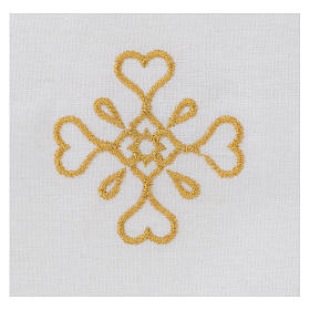 White amice in pure cotton with gold cross embroidery