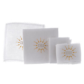 Liturgical set with IHS symbol in pure linen