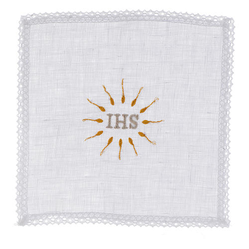 Liturgical set with IHS symbol in pure linen 1
