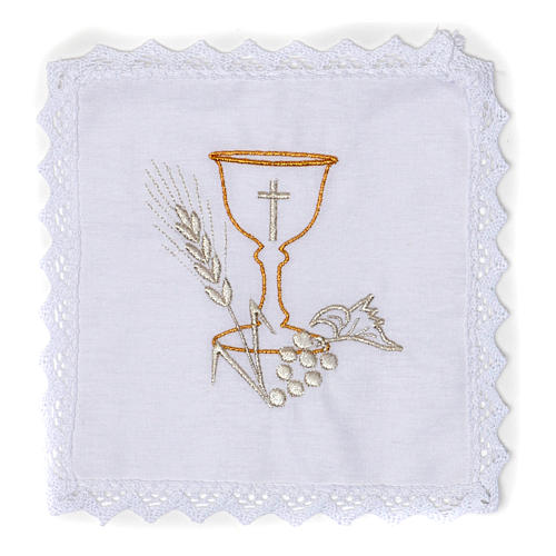Liturgical set with chalice symbol in pure cotton 1