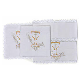 Liturgical set with chalice symbol in pure linen