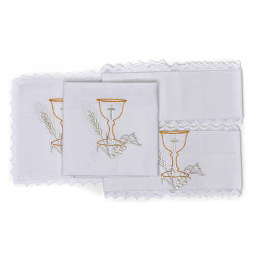 Liturgical set with chalice symbol in pure linen 2