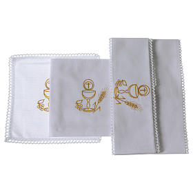 Liturgical set with chalice and host symbol in pure cotton