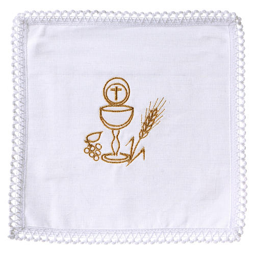 Liturgical set with chalice and host symbol in pure cotton 1