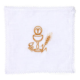 Liturgical set with chalice and host symbol in pure linen