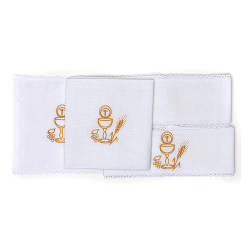 Altar Cloth Set with Chalice and Host symbol in pure linen 2