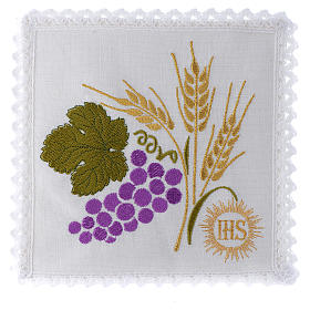 Altar linens: Mass linen set 100% linen wheat ears and raisin