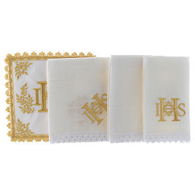 Altar linen set 100% linen golden IHS