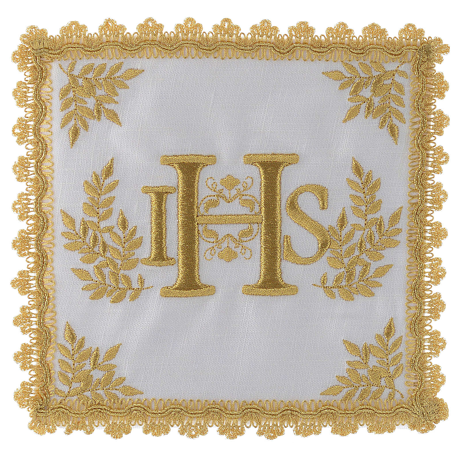 Altar linen set 100% linen golden IHS | online sales on HOLYART.com