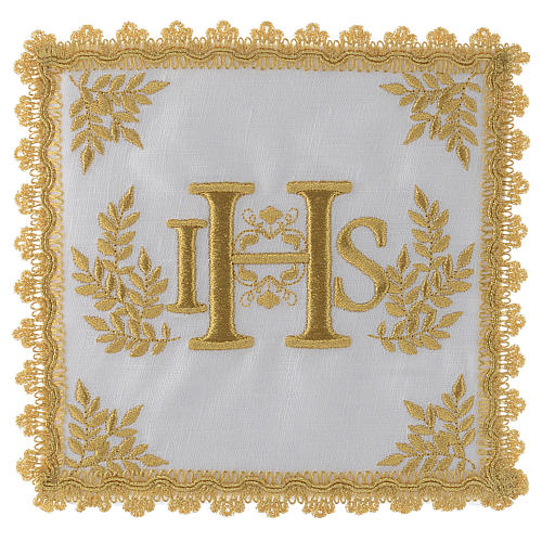 Altar linen set 100% linen golden IHS 1