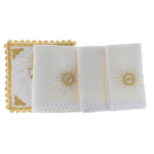 Altar cloth set 100% linen bread and chalice 2