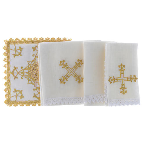 Mass linen set with golden cross 100% linen 2