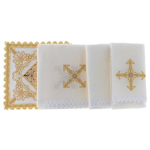 Altar linen set with golden designs 100% linen 2