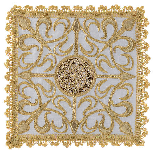 Altar linen set with cross and golden designs 100% linen 1