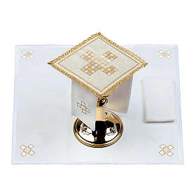 Linge d'autel 100% lin moderne motif carrés