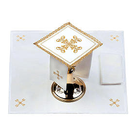 Altar linens set 100% linen golden Cross