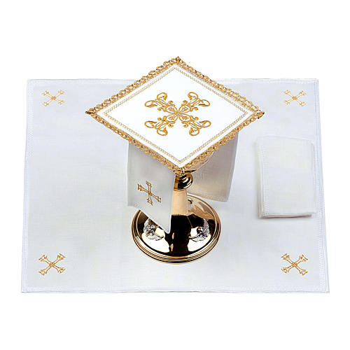 Altar linens set 100% linen golden Cross 2