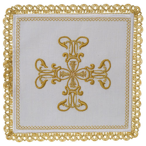 Mass linens 100% linen gold cross design 1