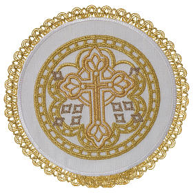 Altar linens set 100% linen Cross, round pall