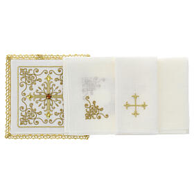 Altar linens set 100% linen Cross and vine with stones